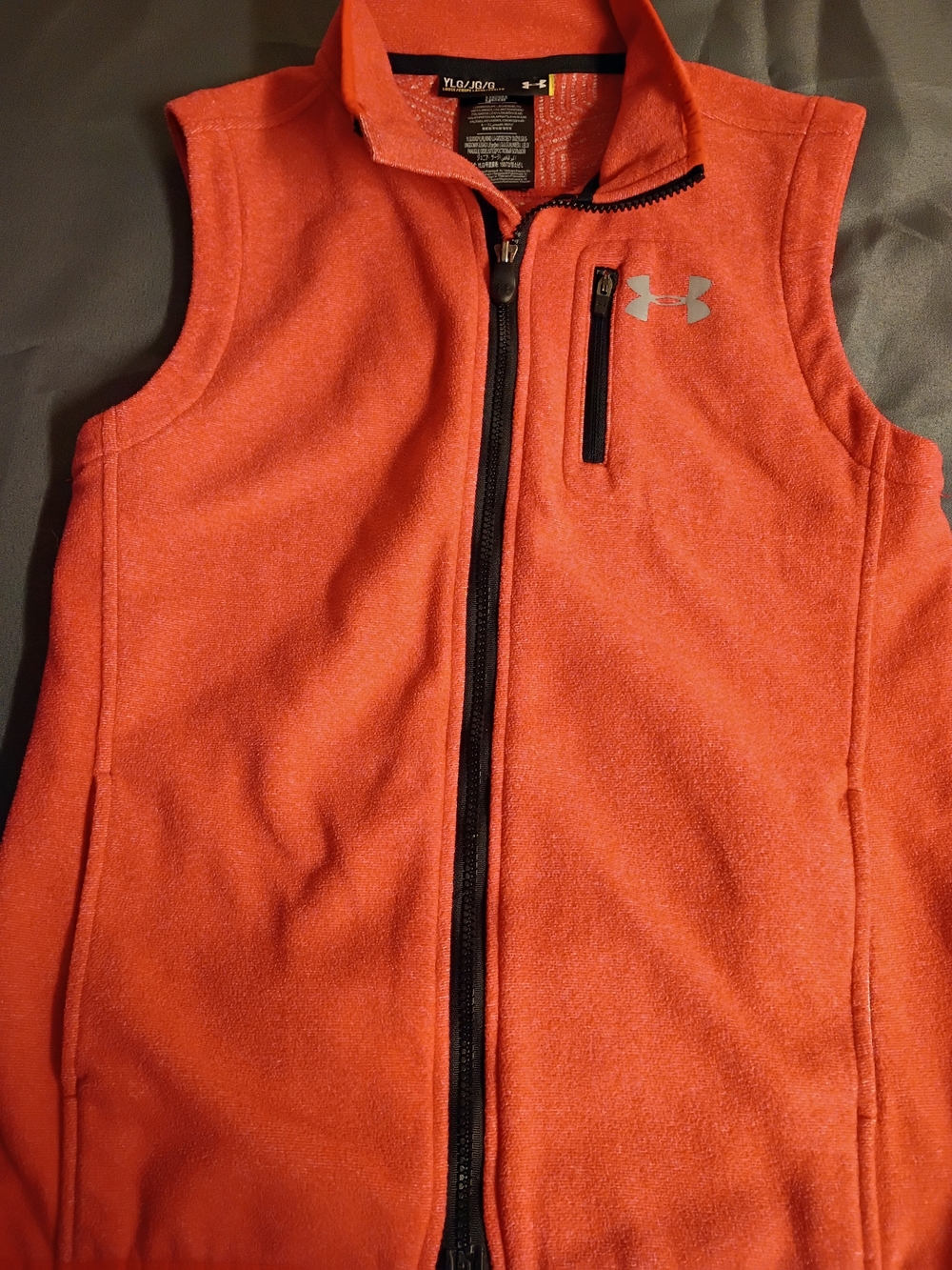 Under Armour Orange Kids Fleece Vest with Zip Pocket